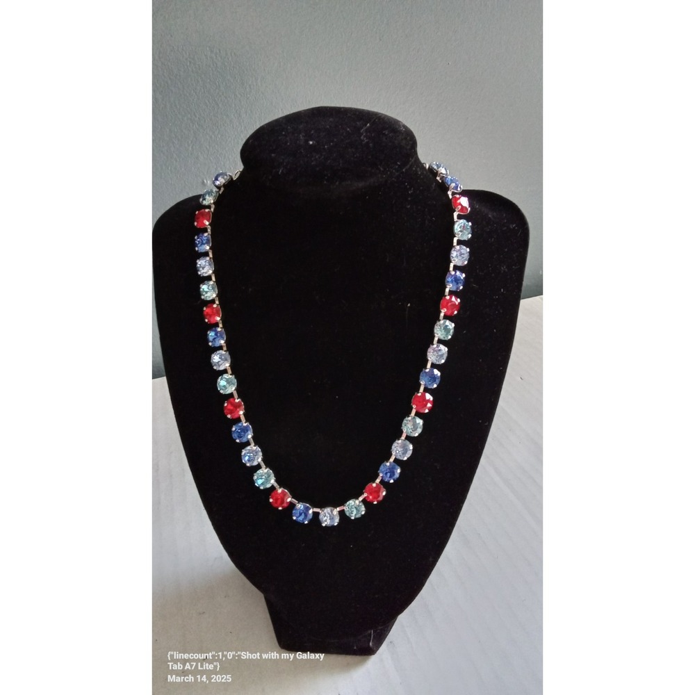 Rhinestone Necklace Colorful Crystal Patriotic Jewelry Gift